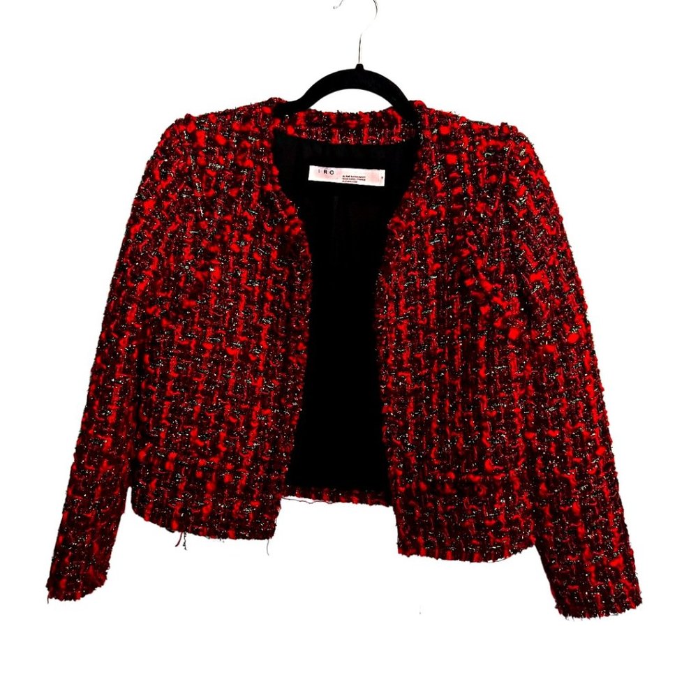 IRO Wool Blend boucle red gold metallic jacket Size 38 (US 6)